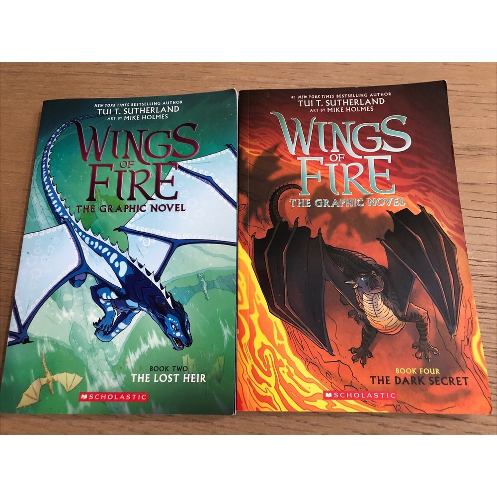 2 Book Lot: WINGS OF FIRE Graphic Novels 2 & 4 DARK SECRET  & LOST HEIR